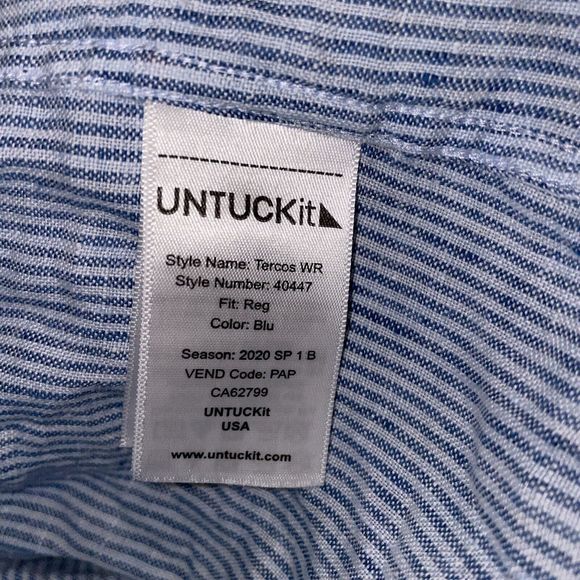 Untuckit Men’s XL Blue Striped 100% Linen‎ Shirt Button Down L/S Tercos WR - Picture 6 of 6
